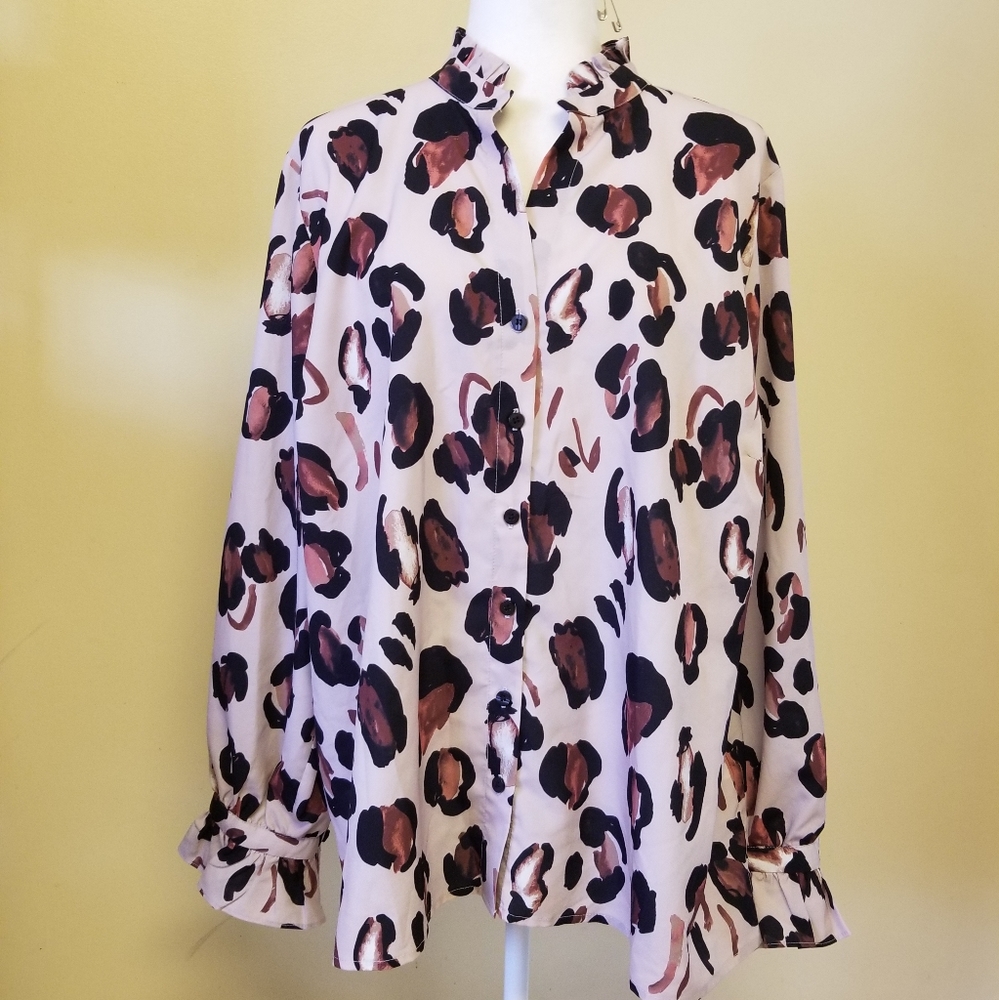 Eloquii long sleeve ruffle blouse